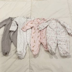 Set of 4 Newborn NB Kissy Kissy onsie pajamas